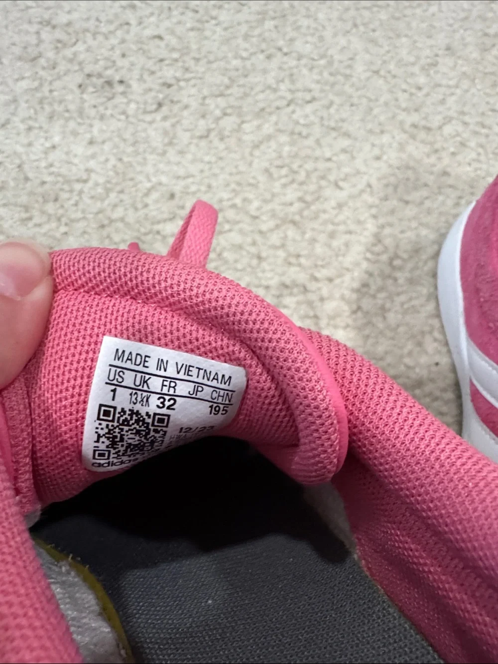 adidas Kids Pink Suede Sneakers with White Stripes
